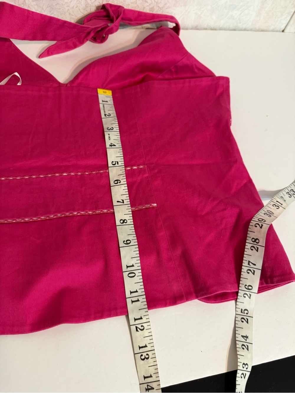 Island Republic fuschia pink halter top with white stitching detailing. Summer - Picture 8 of 8